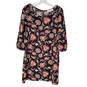 Tinley Floral Paisley‎ Scoop Neck Dress Women's Medium Black Cottagecore Grandma